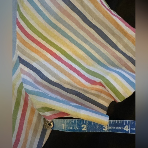 Vintage Alfred Dunner rainbow stripped short sleeve button down dragonfly stitch - Picture 2 of 8